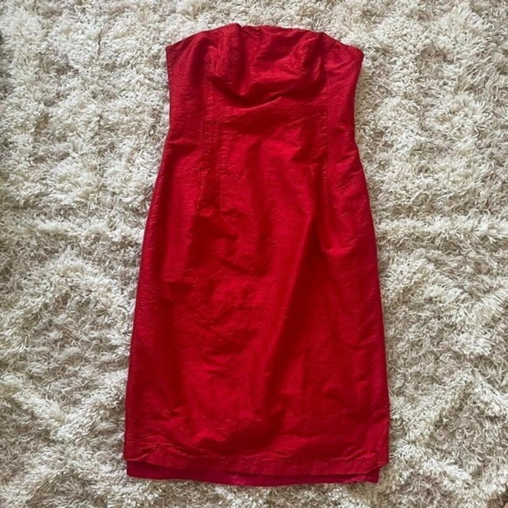 Vintage 80s / 90s Cherry Red Strapless Silk Cocktail Dress - Betty Boop! - Picture 6 of 6